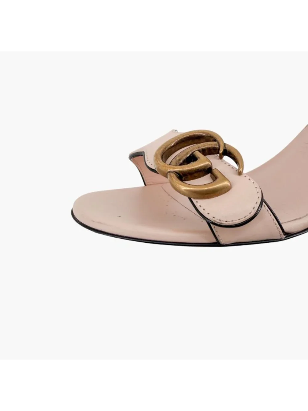 Gucci Marmont GG Block Heel Sandals Heels Nude Pink Leather Size 36.5 US 6.5 - Picture 8 of 16
